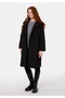 Regular Fit Hooded Pocketed Women's Black Coat