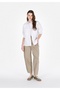 Regular Fit Shirt Neck Striped Women's White Long Sleeve Shirt - 3