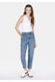 Mom Fit High Waist Slimming Zipper Dark Indigo Women's Denim Jean Pants - 3