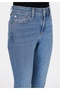 Skinny Fit Women's Mid Indigo Denim Jean Pants with Pockets - 5