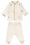 Baby Girl Ecru Floral Embroidered Piped Organic Luxury 10 Piece Hospital Discharge Set - 3