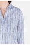 Regular Fit Shirt Neck Striped Women's White Roll-Up Shirt - 5