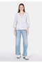 Regular Fit V-Neck Striped Women's White Long Sleeve Shirt - 3