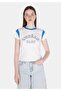 Regular Fit Round Neck Printed Women's White Short Sleeve T-Shirt