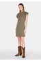 Slim Fit Straight Women's Green Short Sleeve Dress - 3