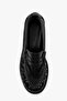 Women's Rovel Black Leather Ruched Soft Moccasin - 4