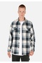 Regular Fit Shirt Neck Plaid Men's Green Long Sleeve Shirt