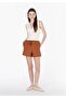 Regular Fit Mid Waist Jacquard Women's Brown Shorts