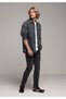 Straight Fit Low Waist Straight Leg Men's Black Jean Trousers - 3