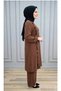 Simge Suit Women's Brown Ayrobin Fabric 2-Piece Trousers Tunic Set - 3