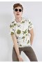 Regular Fit Round Neck Printed Men's Ecru Short Sleeve T-Shirt - 5