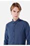 Slim Fit Shirt Neck Men's Navy Blue Long Sleeve Shirt Cl1048576 - 4