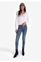 Skinny Fit Mid Waist Narrow Leg Women's Indigo Denim Jean Trousers