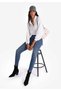 Skinny Fit Mid Waist Narrow Leg Women's Indigo Denim Jean Trousers - 5