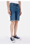 Regular Cut Low Waist Dark Blue Men's Jean Shorts - 4
