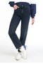 Straight Fit High Waist Straight Leg Women's Dark Indigo Jean Trousers - 4