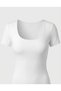 Women's Off-White Square Collar Slim Fit Cotton Ultra Soft Lycra Fabric Basic Blouse - 8