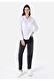 Regular Fit Shirt Neck Plain Women's White Long Sleeve Shirt - 3