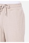 Regular Fit Mid Waist Straight Pocketed Women's Beige Sweatpants - 5