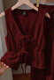 Burgundy Vest with Two-Way Fastening Details, Wide-Leg Pants, Top-Bottom Set - 4