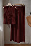 Burgundy Vest with Two-Way Fastening Details, Wide-Leg Pants, Top-Bottom Set - 3