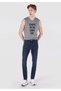 Slim Fit Low Waist Narrow Leg Men's Dark Indigo Jean Pants