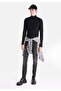 Slim Fit Low Waist Slim Leg Men's Black Jean Pants - 2