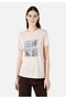 Regular Fit Round Neck Printed Women's Beige Short Sleeve T-Shirt