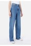Regular Fit High Waist Wide Leg Women's Indigo Jean Trousers - 4