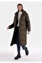 Regular Fit Hooded Zippered Lined Women's Green Coat - 3