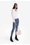 Skinny Fit Mid Waist Narrow Leg Women's Indigo Denim Jean Trousers - 3