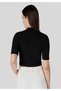 Slim Fit Half Fisherman Crop Black Women's Short Sleeve T-Shirt - 2