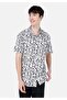 Regular Fit Shirt Neck Printed Men's White Short Sleeve Shirt