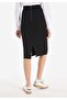 Slim Fit Black Women's Skirt with Zipper Pocket Detail - 2