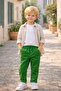 Green Boy's Elastic Waist Gabardine Trousers 1-5 Years