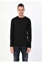 Slim Fit Round Neck Men's Black Sweater - 4