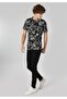 Regular Fit Crew Neck Printed Black Men's Short Sleeve T-Shirt - 3