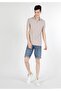 Regular Fit Polo Neck Plain Men's Beige Short Sleeve T-Shirt