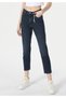 Slim Fit Mid Waist Shrinking Leg Women's Dark Indigo Jean Pants - 4