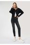 Slim Fit Mid Waist Straight Leg Women's Black Jean Pants