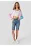 Slim Straight Fit High Waist Women's Blue Jean Shorts - 3