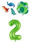 2 Year Old Dinosaur Set; Number Foil, 3 Mini Dinosaurs and 10 Balloons - 2