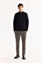 Men's Black Mock Neck Zippered Wool Blend Textured Regular Fit Cardigan A52Y5044 - 7