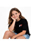 Girl's Oversize Black T-Shirt with Heart Pattern on the Front and Back - 5
