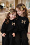 Girl's Black Leopard Bow Detailed Spanish Flared Double Bottom Top Set (Ages 2-12) - 7