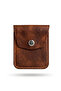 Genuine Frisco Leather Card Holder Wallet – Handmade, Minimal Design with Snap Closure, Slim & Stylish - Brown
