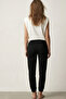 100% Cotton Compact Combed Single Jersey Women's Pajama Bottoms with Pockets Regular Fit Cuff Hem Flexible Black Anti-Sweat - 7