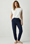 100% Cotton Compact Combed Single Jersey Women's Pajama Bottoms with Pockets Regular Fit Cuff Hem Flexible Anti-Sweat Laci - 4