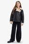 Warm Water Repellent Jacket Collar Plush Lining Faux Leather Jacket Coats Girls C4978A824Au - 2