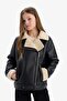 Warm Water Repellent Jacket Collar Plush Lining Faux Leather Jacket Coats Girls C4978A824Au